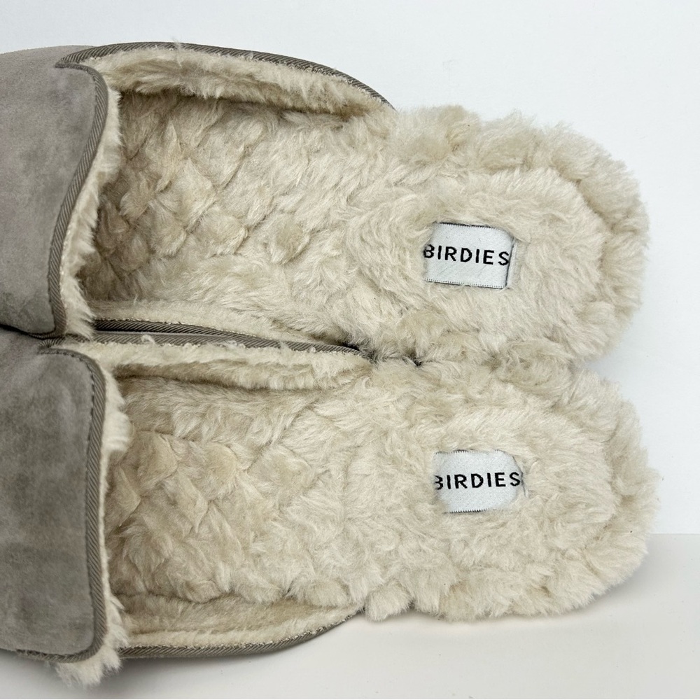 Birdies The Phoebe Suede Gray Moleskin Soft Cozy Comfy Slides Mules - Picture 10 of 13